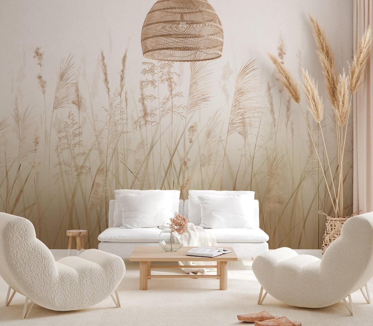 Papel pintado con flores de campos de trigo