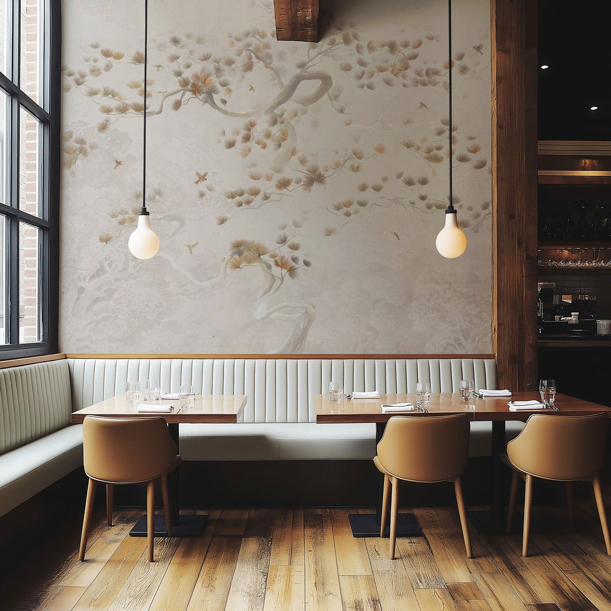 Papel pintado de estilo japonés - Niebla de pinos