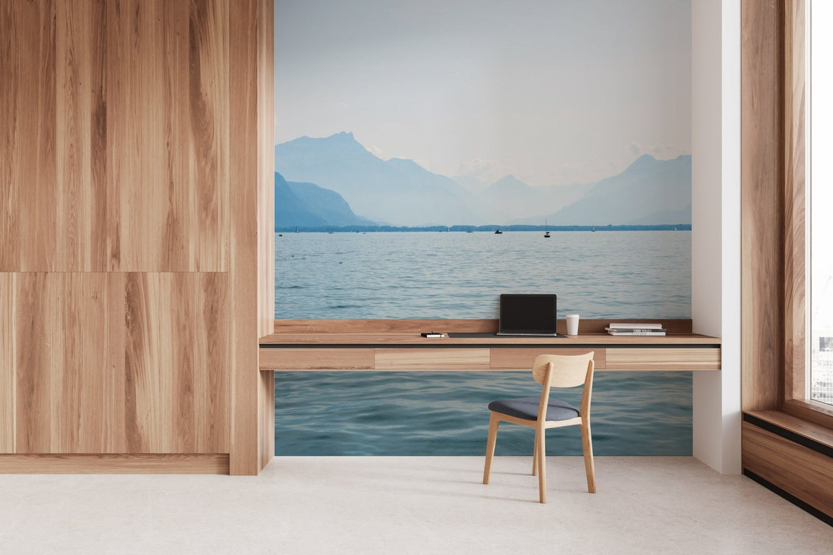 Papel pintado panorámico Lago Lemán – Montañas y lago
