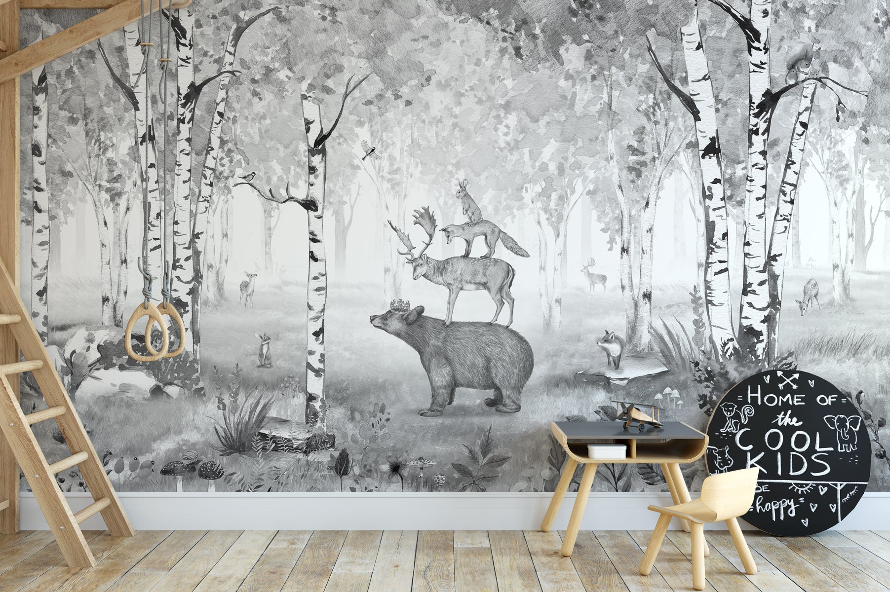 Papier peint roi de la forêt, mural concept, tendance