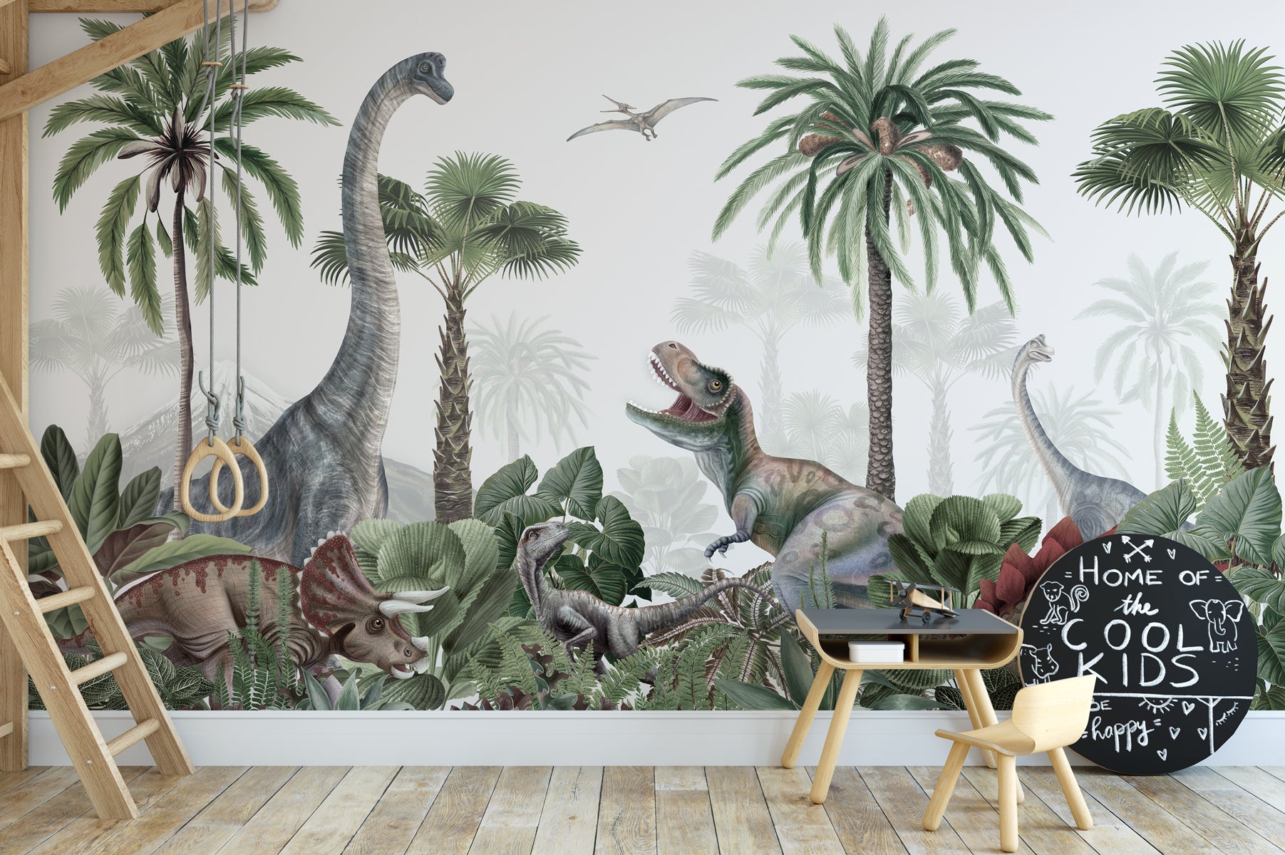 Papier peint parade des dinosaures, mural concept, tendance