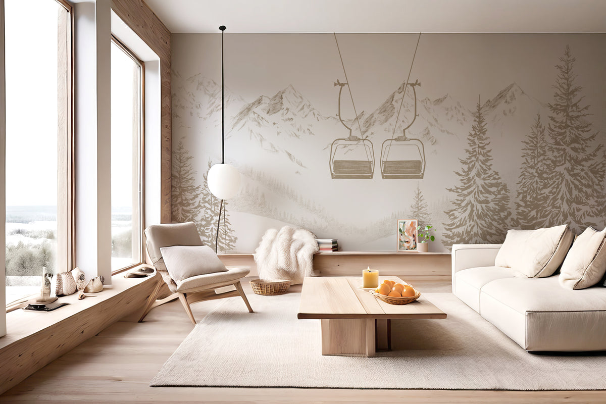 Papier peint immersion Alpine Sépia