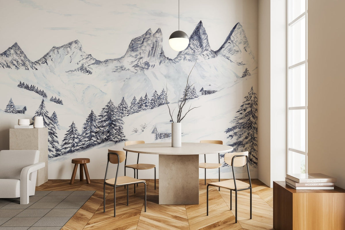Papel pintado acuarela de un sueño alpino