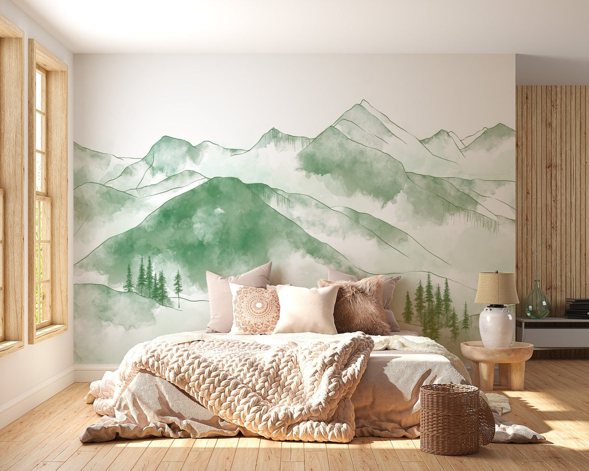 Papel pintado Aravis mountains forest green