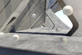 Papier peint 3D boules suspendues architectural, mural concept, tendance