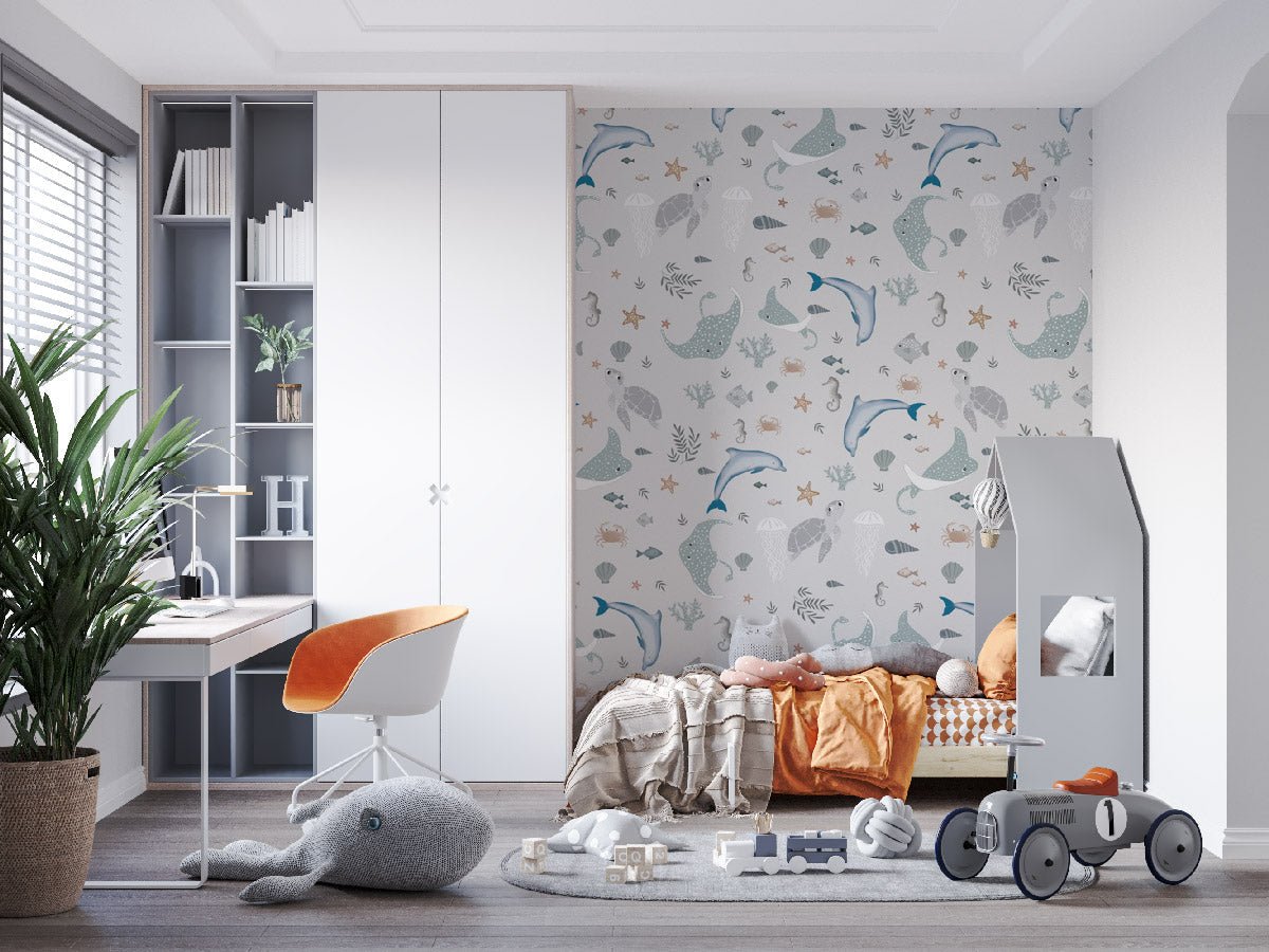 Papier peint enfant fond marin - papier peint sur mesure francais - muralconcept