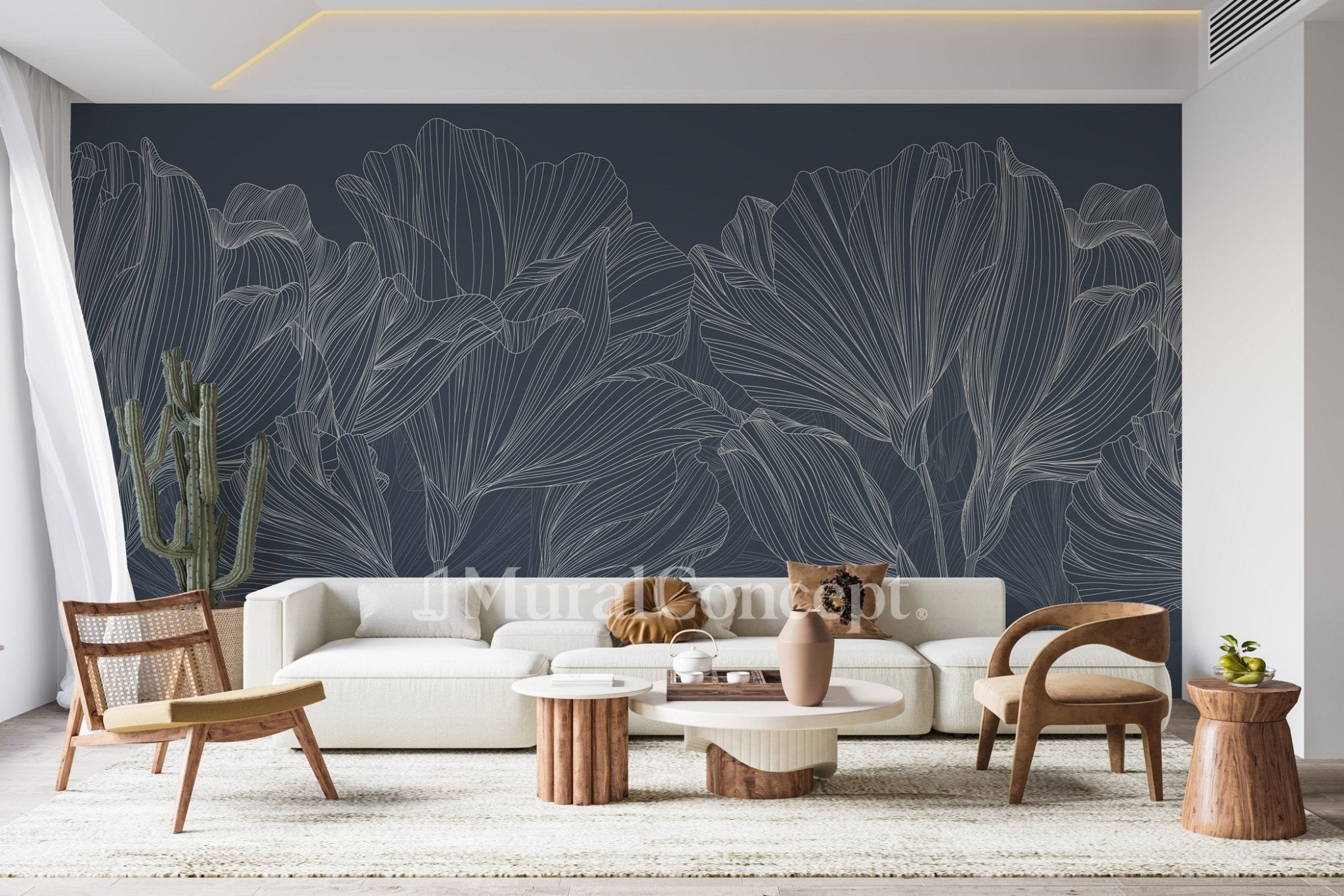 Papier peint panoramique valse des fleurs bleu - panoramique français