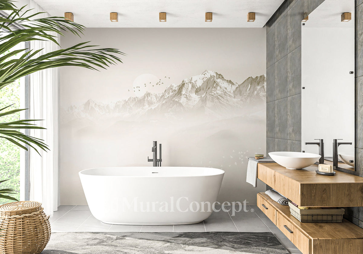Papel pintado Mont blanc luna y pájaro