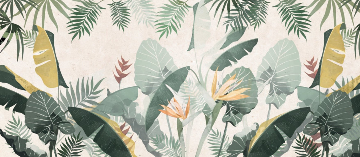 Papel pintado personalizado verde amarillo L330cm x H145cm