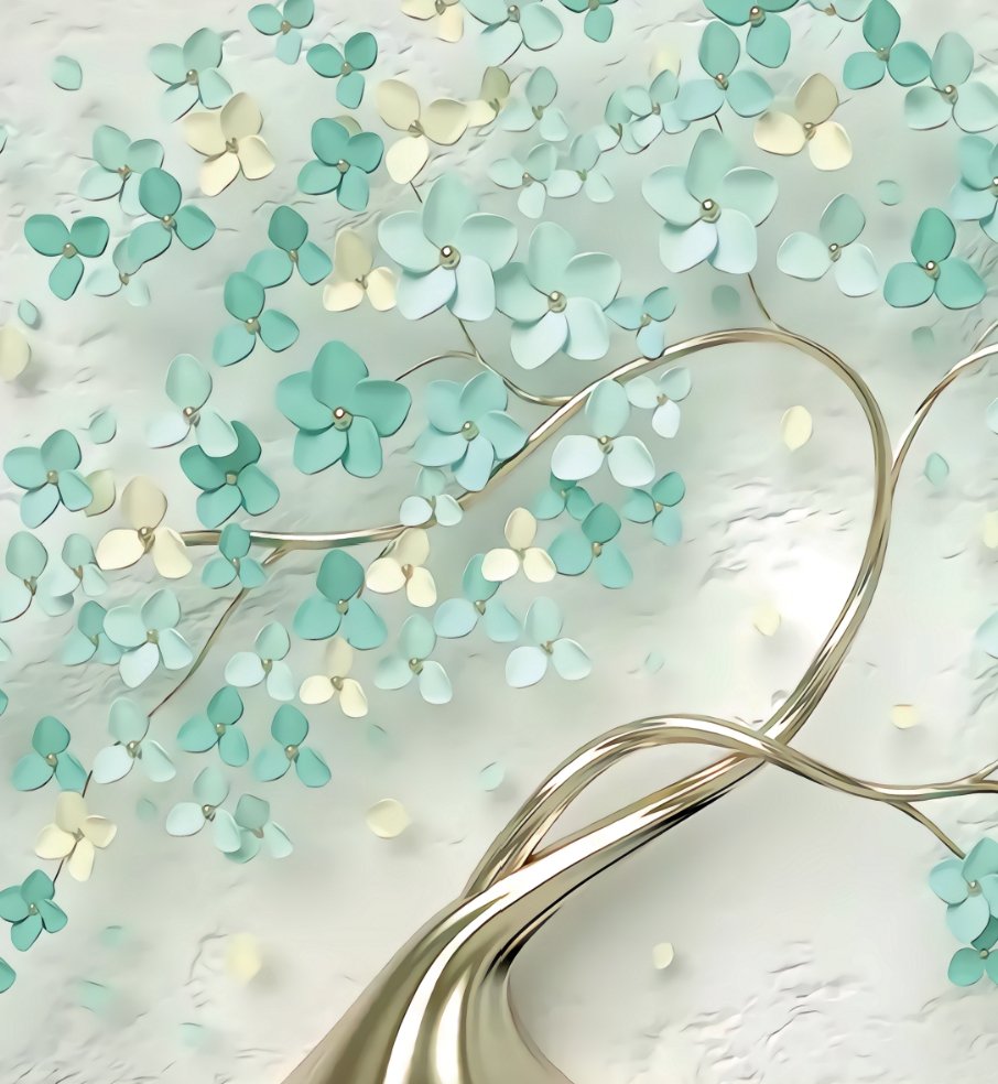 Papel pintado Árbol 3D Verde Oro L230cm x H250cm