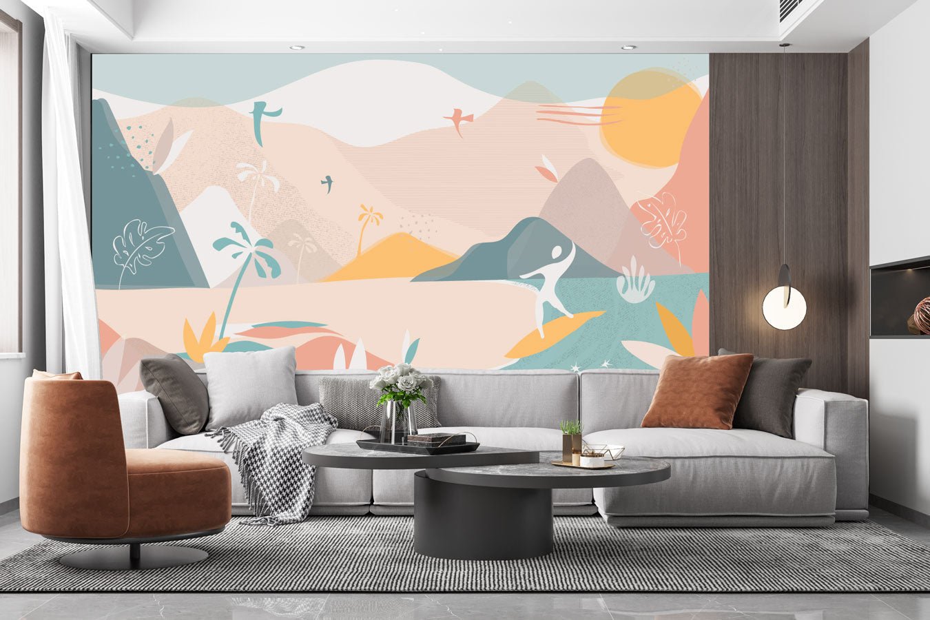 Papier peint art déco beach - papier peint sur mesure francais - muralconcept