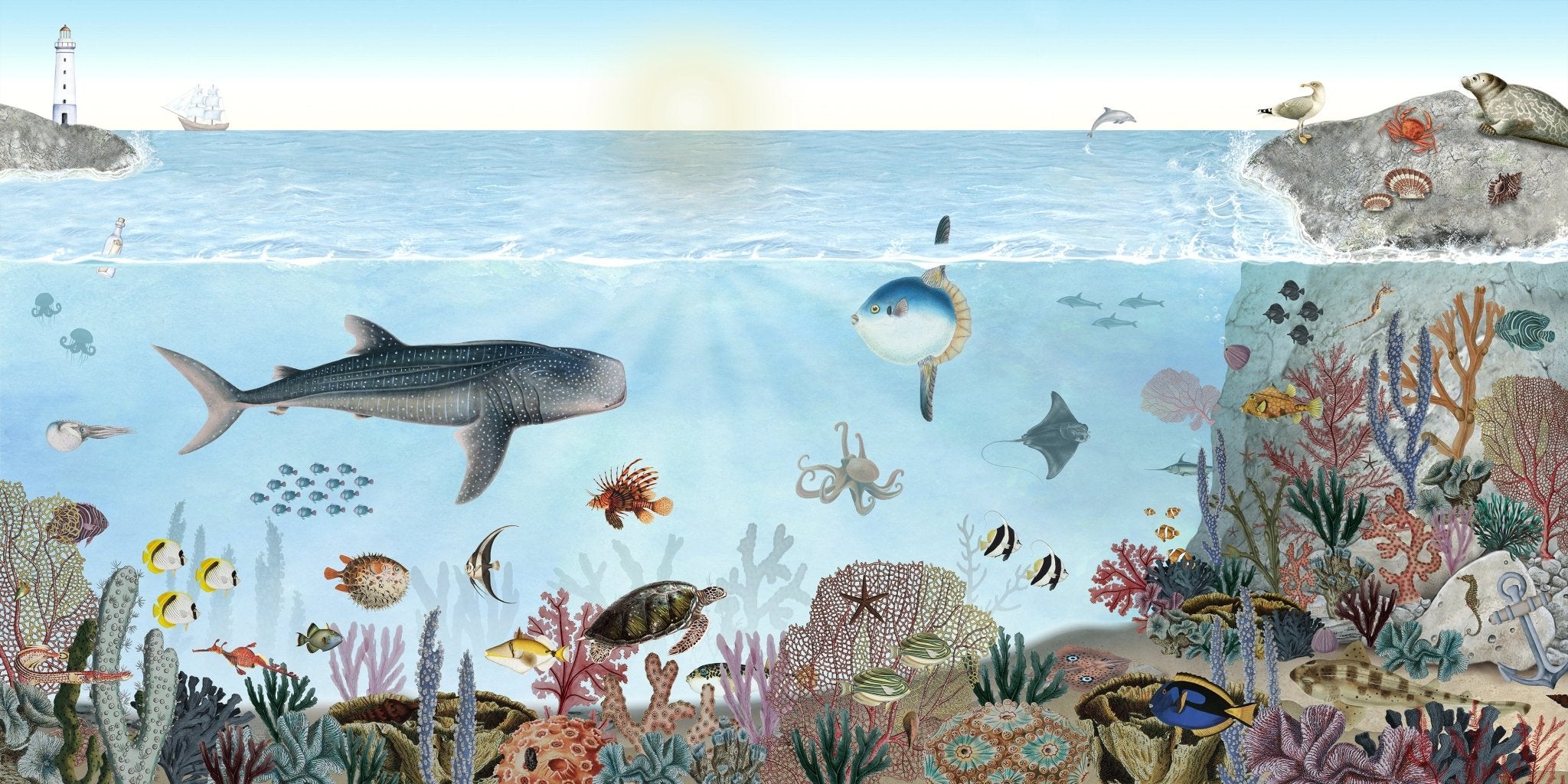 Papier peint animaux marins, mural concept, tendance