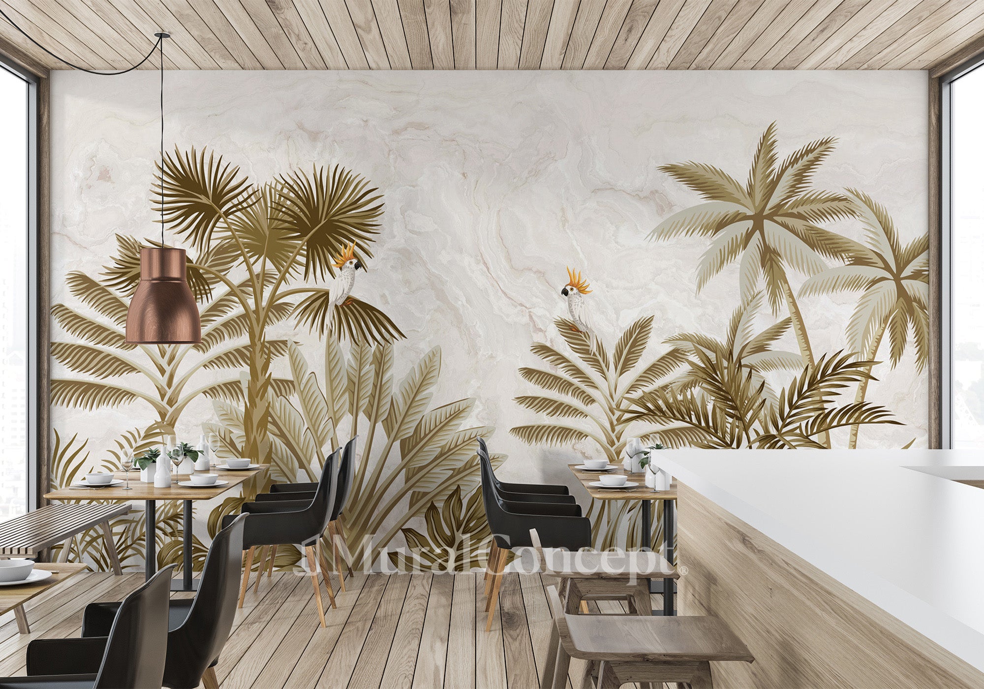 Papier peint bistrot jungle tamarindo - panoramique français