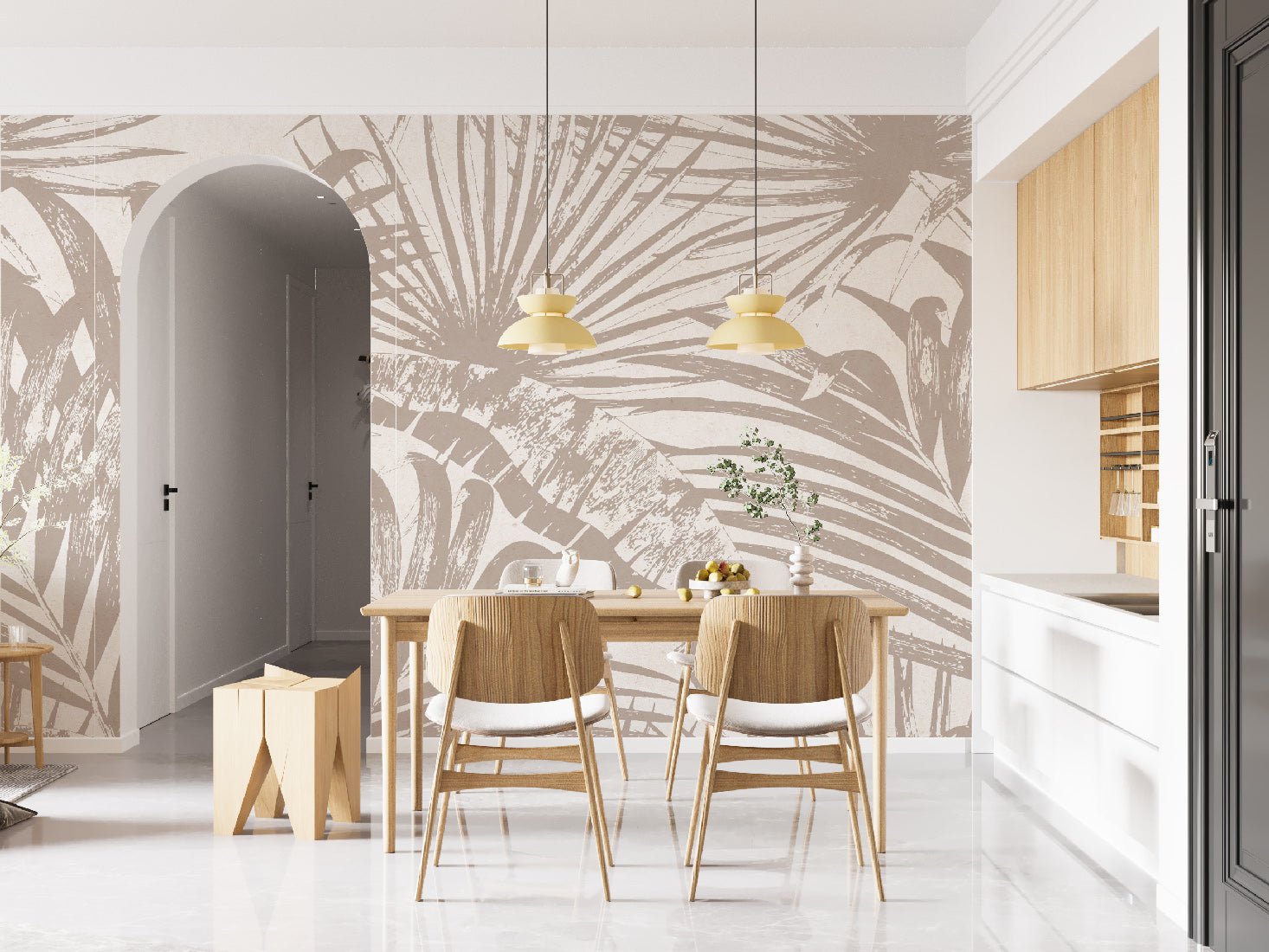 Papier peint monochrome jungle feuille - papier peint sur mesure francais - muralconcept