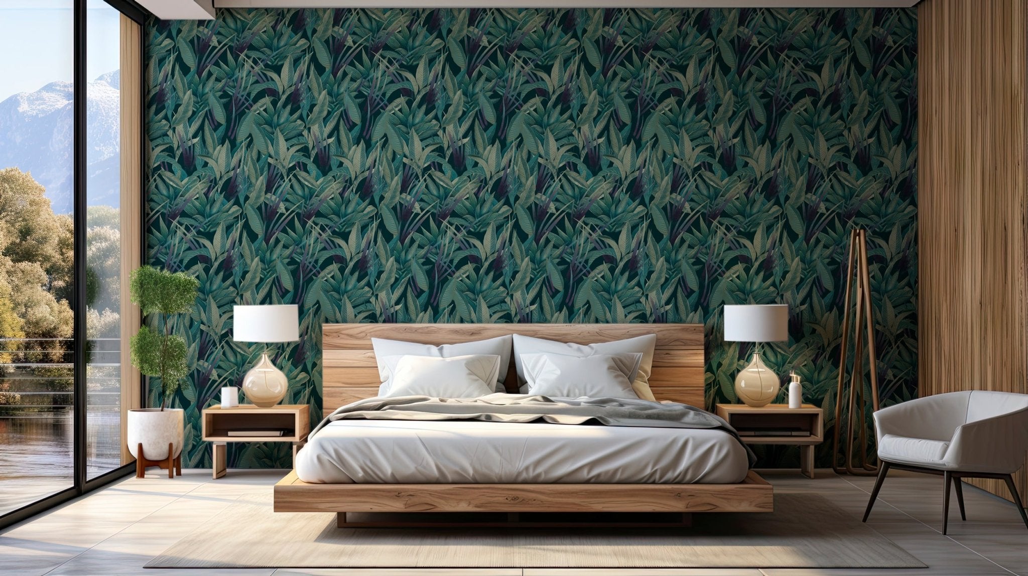 Papier peint panoramique tendance feuille, mural concept, tendance