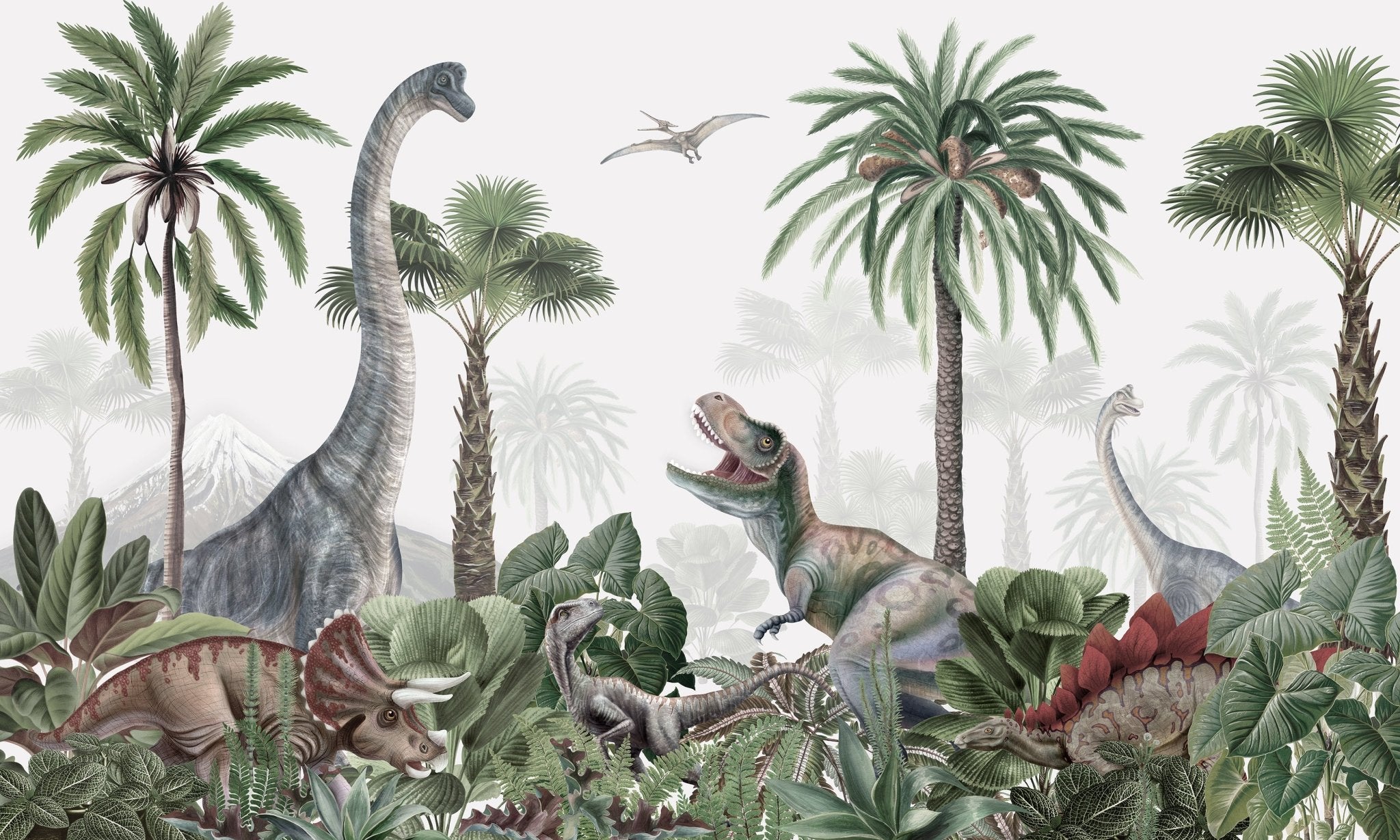 Papier peint parade des dinosaures, mural concept, tendance