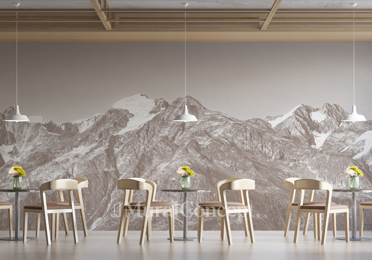 Papel pintado restaurante montaña Alta Saboya