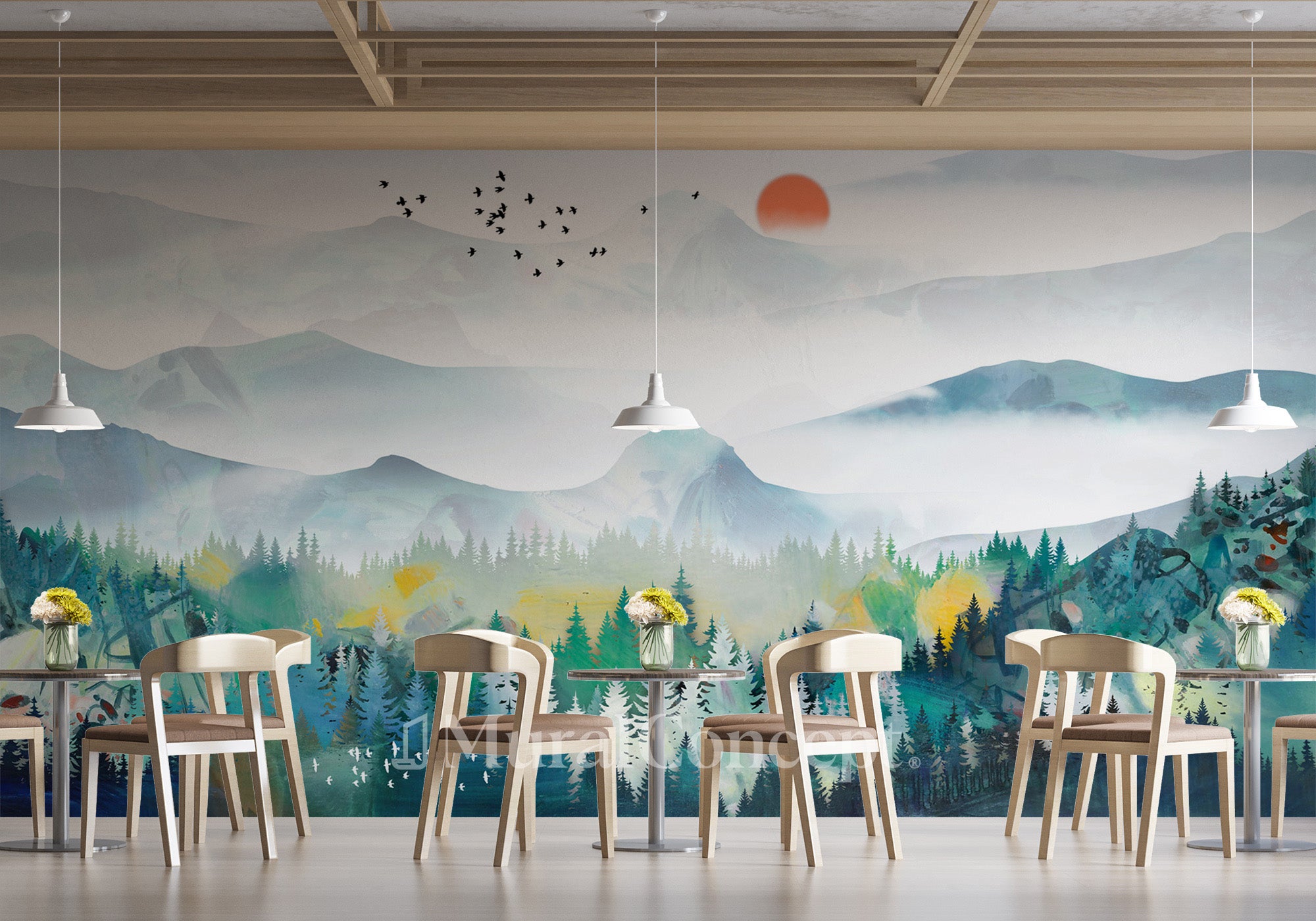 Papier peint restaurant Mountain & Scandinave - panoramique français