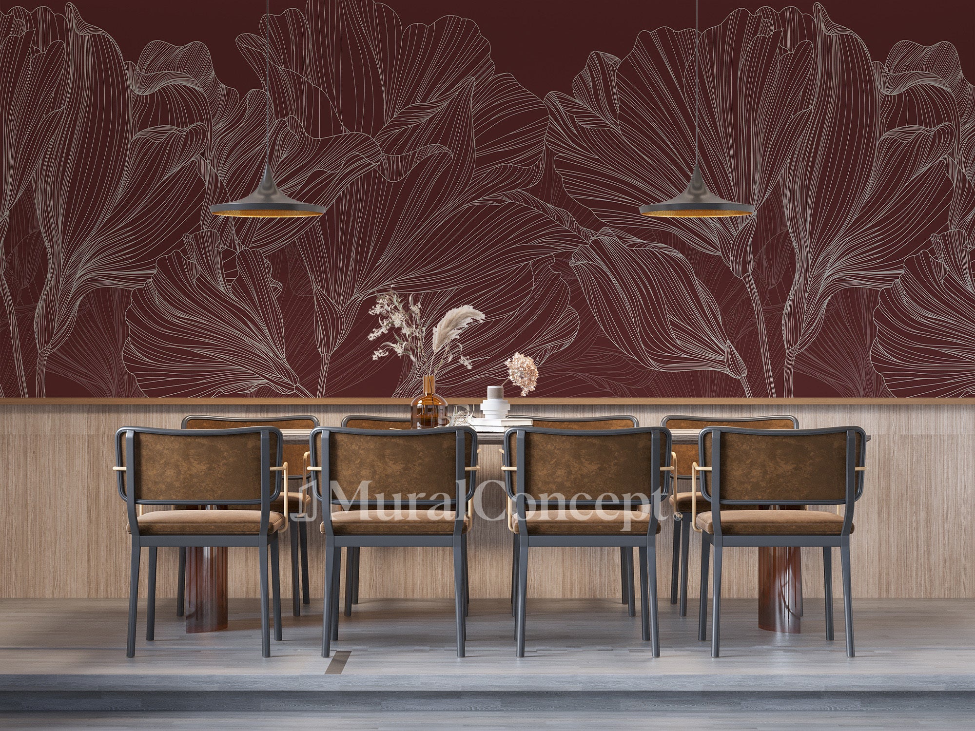 Papier peint restaurant valse des fleurs bordeaux - panoramique français
