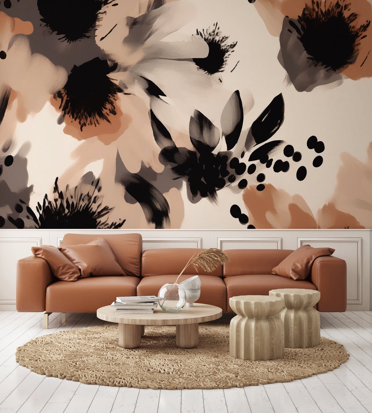 Papier peint fleur hypnotique, mural concept, tendance