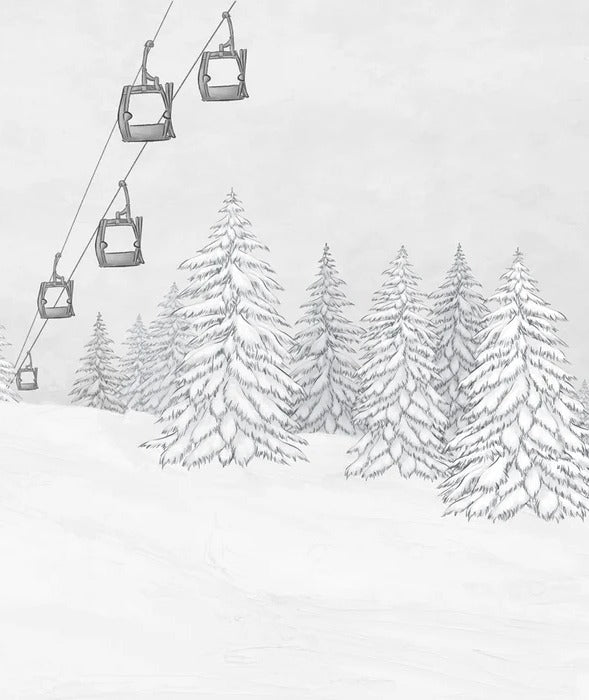 Papel pintado blanco y negro góndola montaña