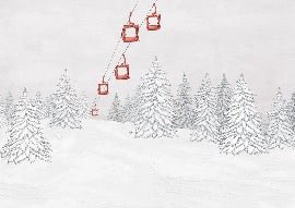 Papel pintado góndola roja montaña