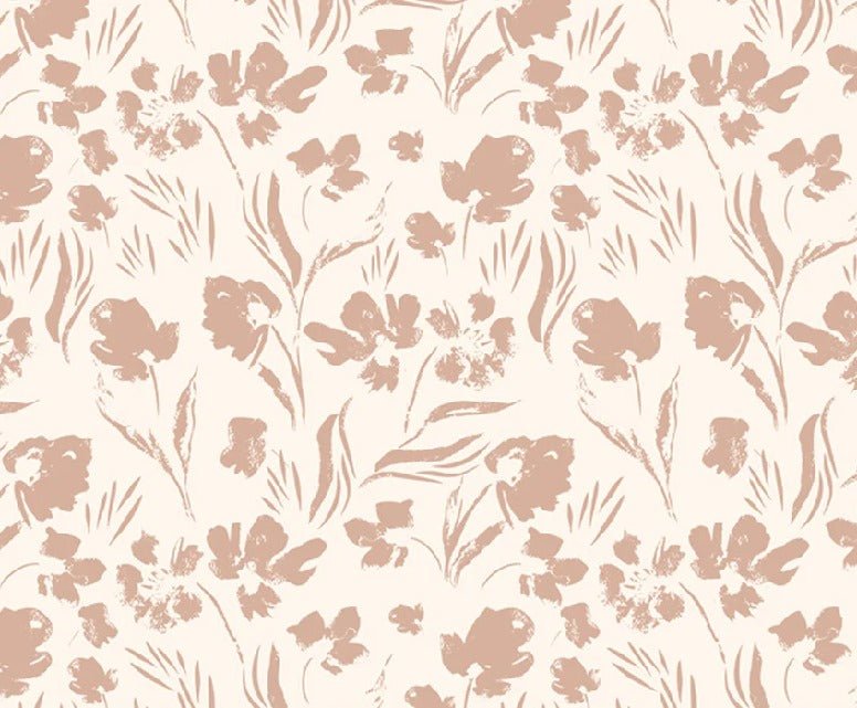 Papel pintado de flores beige empolvado