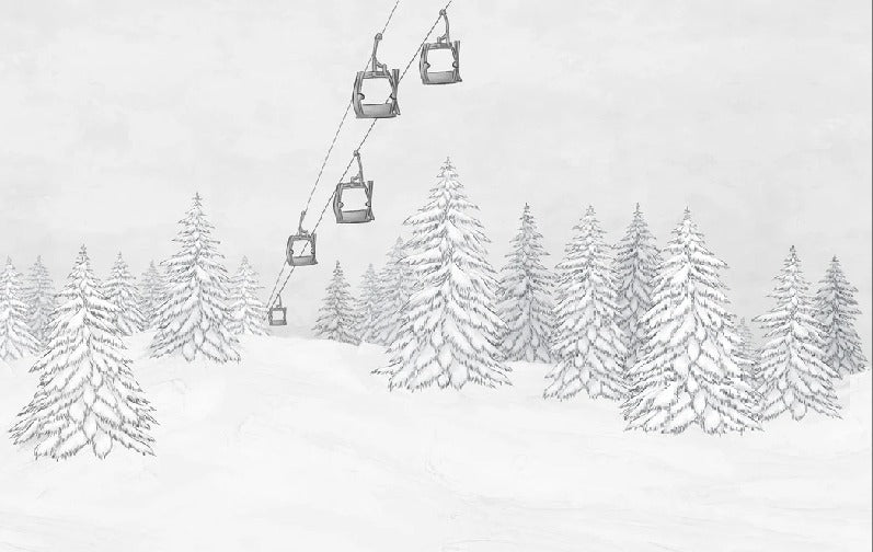 Papel pintado blanco y negro góndola montaña