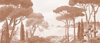 Papier peint balade dans les calanques terracotta