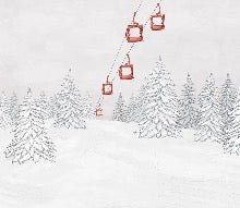 Papier peint montagne télécabine rouge, XXL, tendance