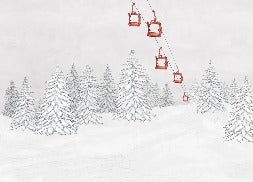 Papel pintado góndola roja montaña