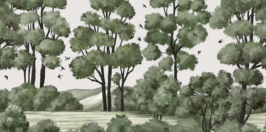 Papier peint paysage rivière forêt vert, XXL, tendance