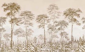 Papel pintado Naturaleza pinar sepia