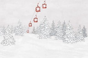 Papel pintado góndola roja montaña