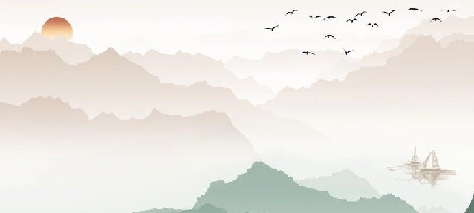 Papel pintado Montaña en la niebla terracota