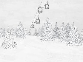Papel pintado blanco y negro góndola montaña