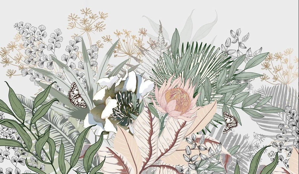 Papel pintado Botánico floral panorámico
