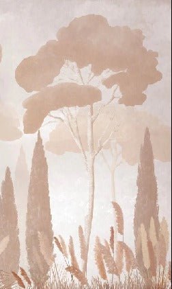 Papel pintado pino ciprés sepia