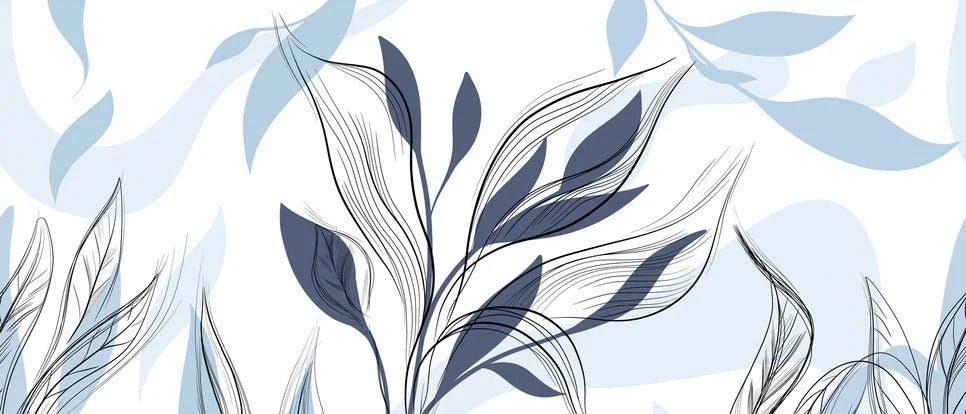 Papel pintado gráfico de flores azules