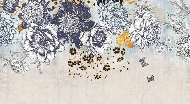 Papel pintado floral retro