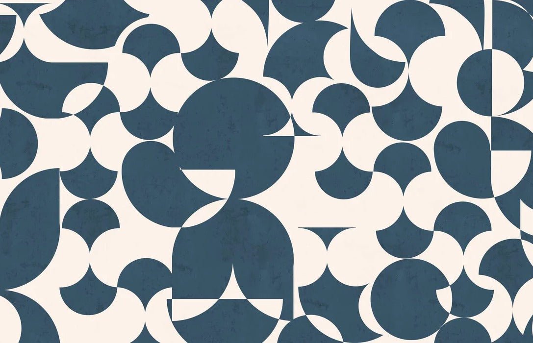 Papel pintado gráfico retro denim azul