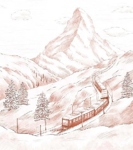 Papier peint panoramique Mont Cervin terracotta