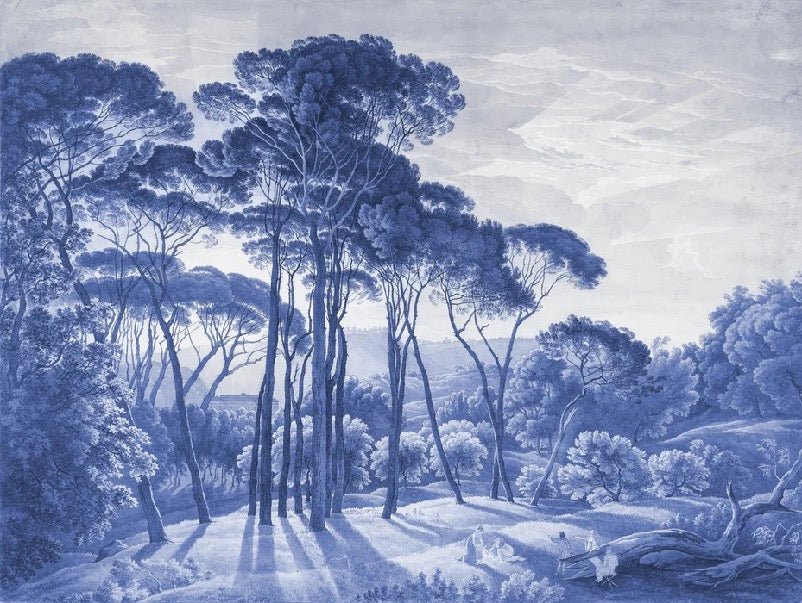 Papier peint paysage historique italien bleu, XXL, tendance