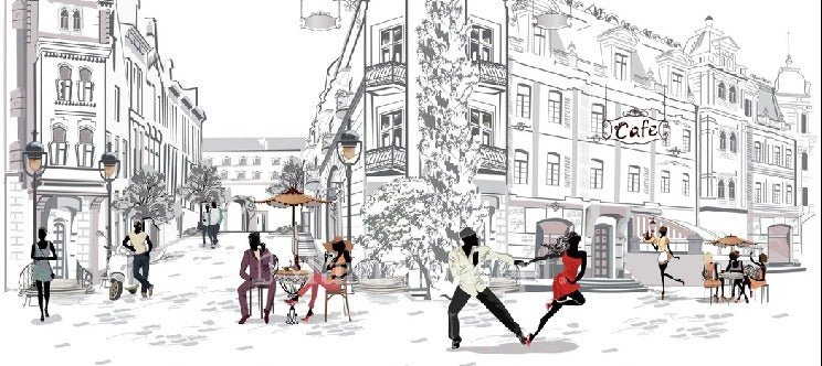 Papel pintado panorámico Paseo parisino