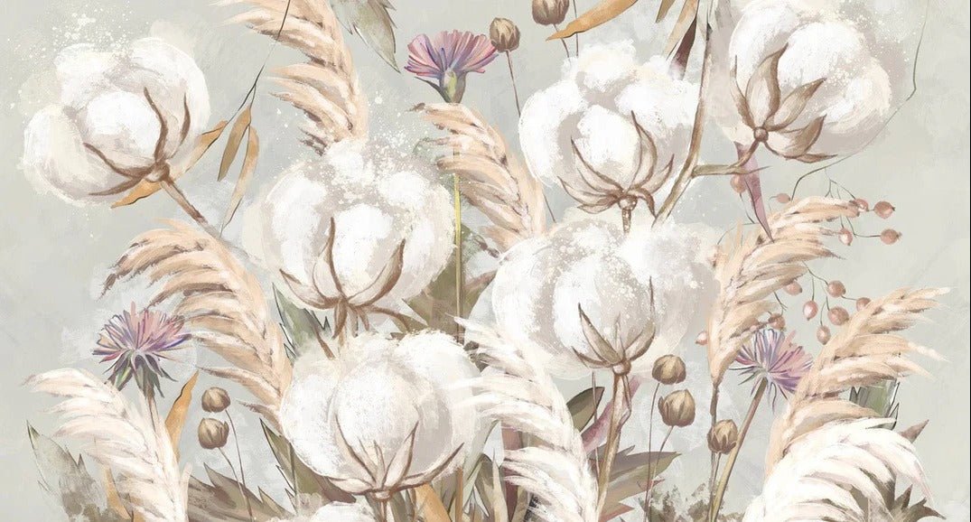 Papel pintado panorámico de flores de algodón