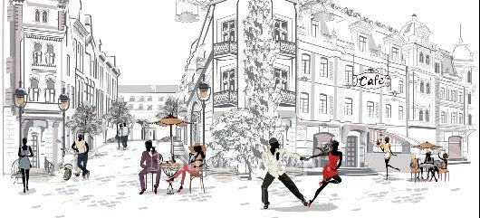 Papel pintado panorámico Paseo parisino