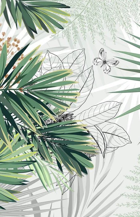 Papel pintado Panoramic nature green palm