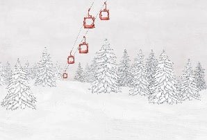 Papel pintado góndola roja montaña