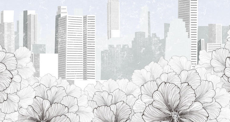 Papel pintado moderno en blanco y negro de Nueva York