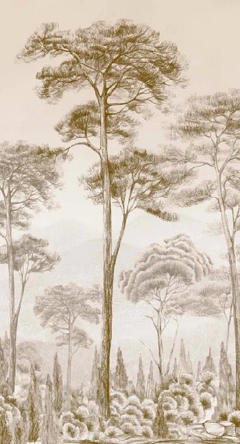 Papel pintado Naturaleza pinar sepia